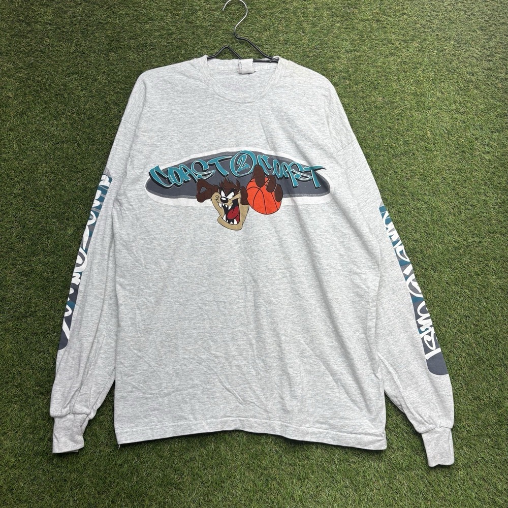 Vintage 1996 Looney Tunes Taz Shirt Mens XL Coast 2 Coast Basketball Long Sleeve